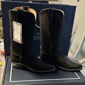 Lucchese Dark Brown Suede Cowboy Boots